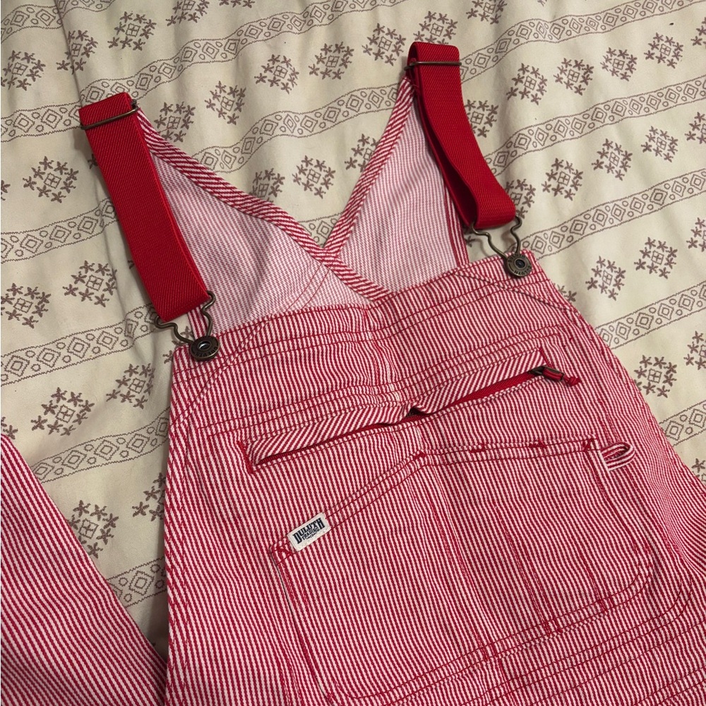 Duluth Trading Co Women's Rootstock Gardening Railroad Stripe Bib Overalls